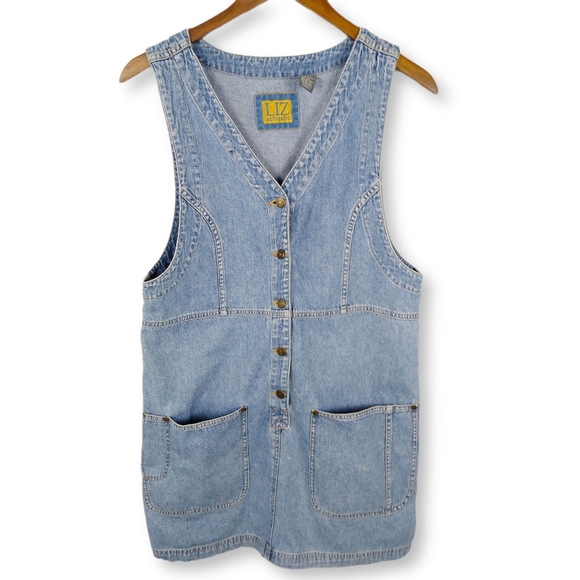 Liz Claiborne Dresses & Skirts - Vintage 90's Liz Claiborne Denim Jumper Mini Dress
